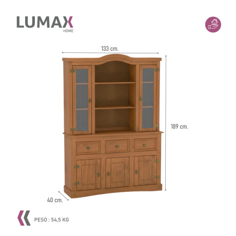 Cristalero Armario Lumax Aparador 5 puertas 3 cajones madera maciza Cristalero Armario Lumax Aparador 5 puertas 3 cajones madera maciza
