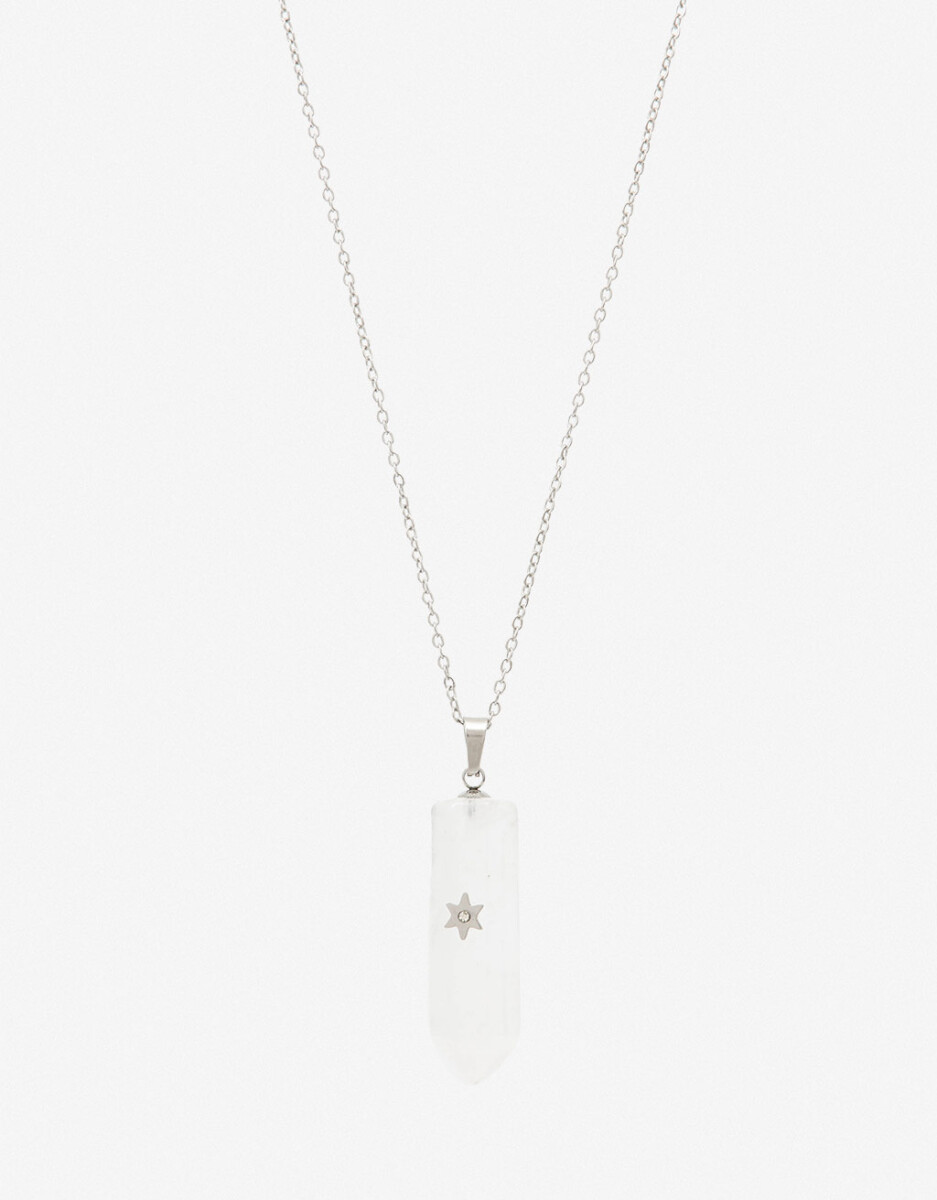 Collar De Acero Con Piedra Cuarzo 