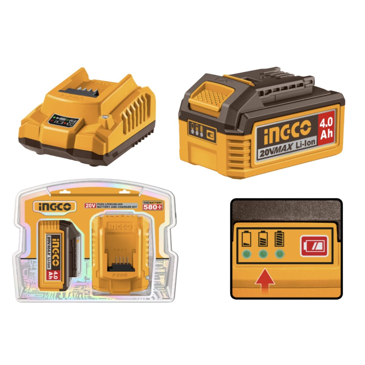Set Ingco batería 20V 4.0AH + 1 Cargador FBCPK1012 