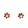 Caravanas Flor de Rubí de oro- Oro bajo - Rubí y zirconia- CA8122 conpiedra
