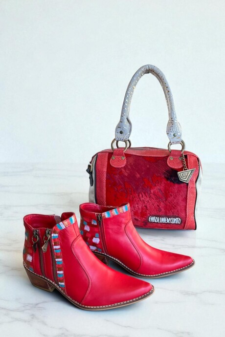 Bota Eva Roja Con Arte Turquesa Bota Eva Roja Con Arte Turquesa