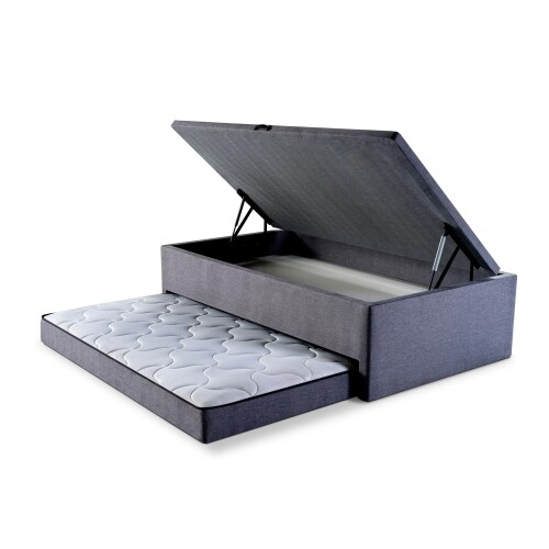 Cama Marinera con baúl + Colchón - 1 Plaza Gris