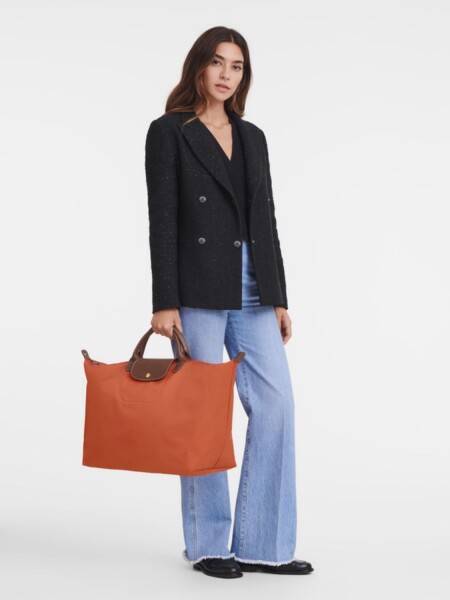 Longchamp -Bolso de viaje Longchamp plegable con cierre y asa corta, Le pliage Naranja