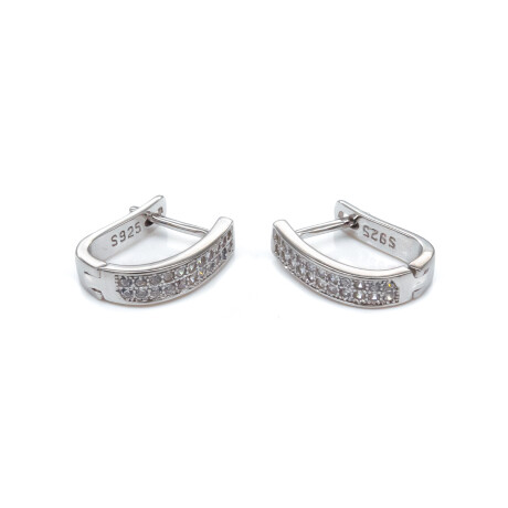 Par de aros de plata 925 rodinada con circonias. Par de aros de plata 925 rodinada con circonias.