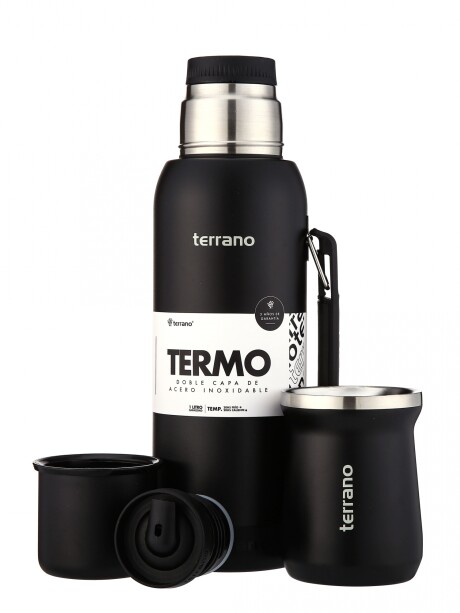 Kit Termo 1LT Con Base De Silicona + Mate de Acero Tradicional Negro