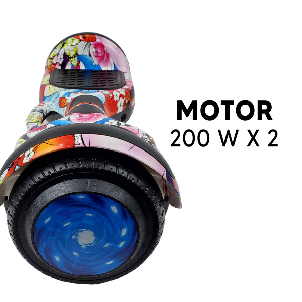 Combo De Skate Eléctrico 6.5" Con Luces Y Bluetooth + Asiento Para Hoverboard MULTICOLOR