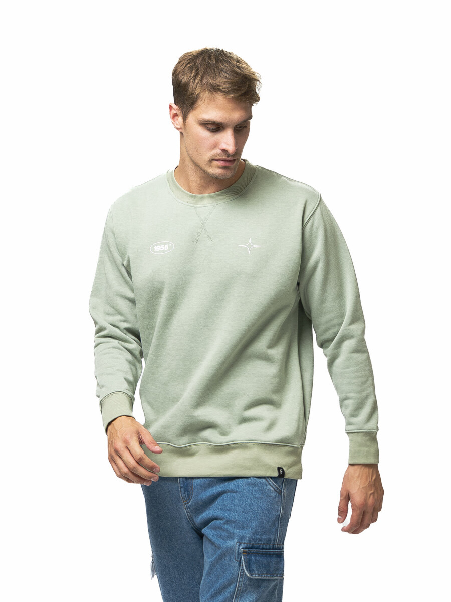 Buzo de Felpa Cuello Base Estampado Sidney - Oliva Melange 