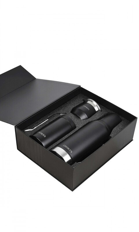 KIT CEBADOR MATE -TERMO -YERBERA -BOMBIL PREMIUM NEGRO