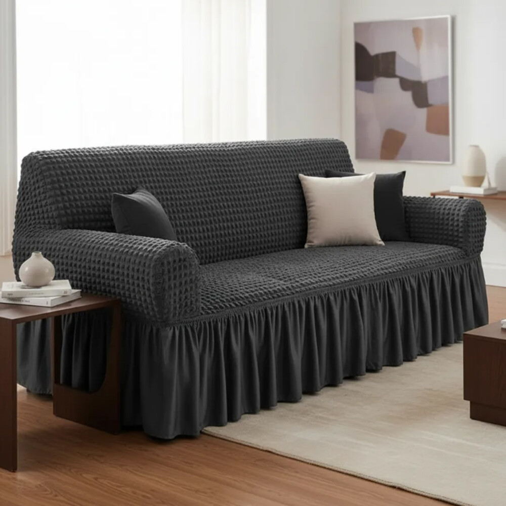 Funda para sillón de 3 cuerpos tela elastizada Negro