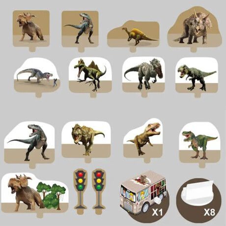 Puzzle Pista De Autos Rompecabezas 47 Pcs + Vehículo Dinosaurios