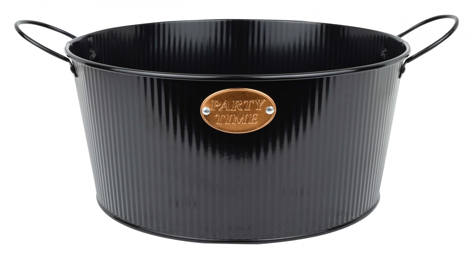 Balde de metal negro con asas para botellas 30x14cm 