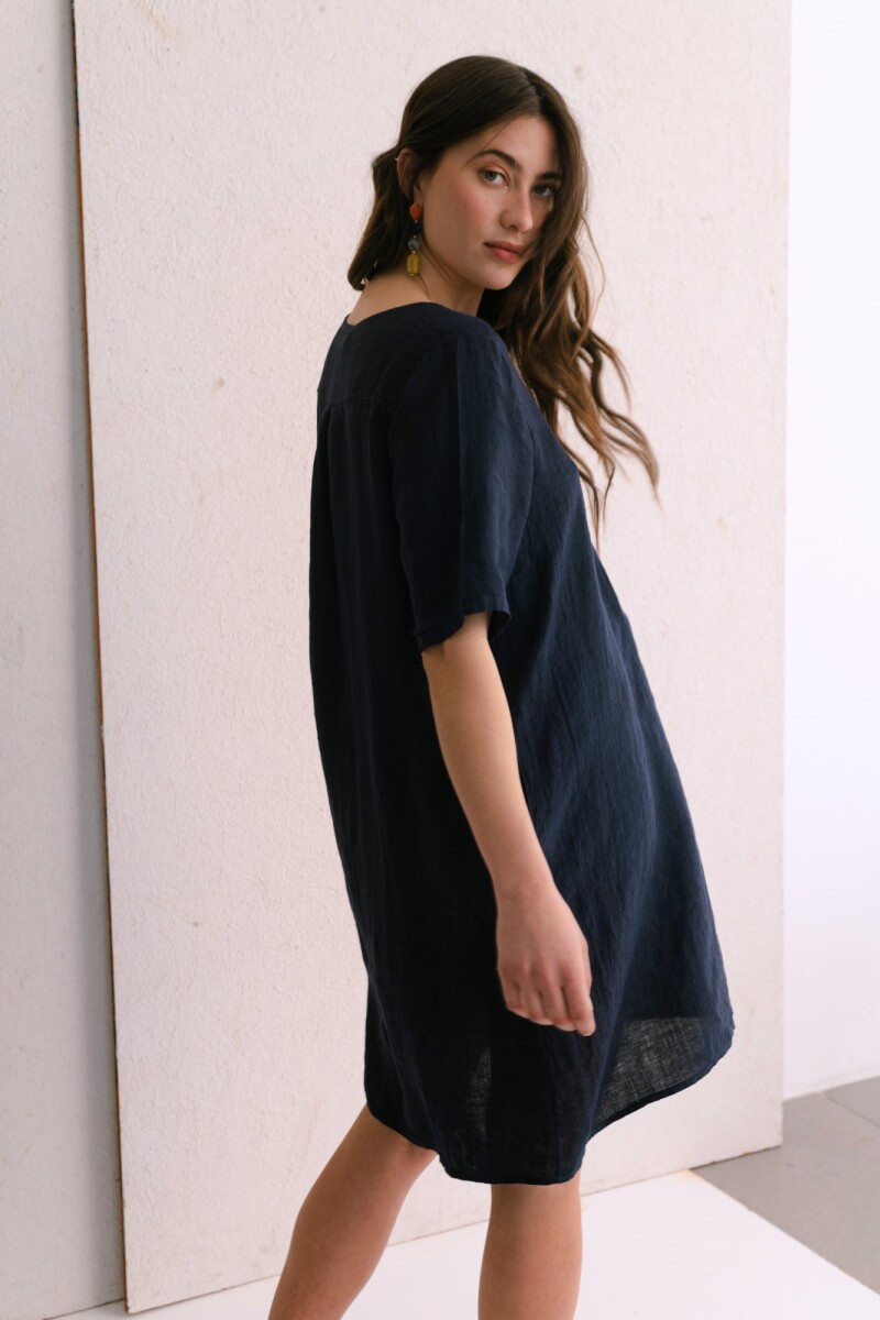 VESTIDO LINO MARINO
