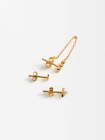 Set De Pendientes Circonitas Y Perla De Agua Dulce - Plata De Ley 925 dorado