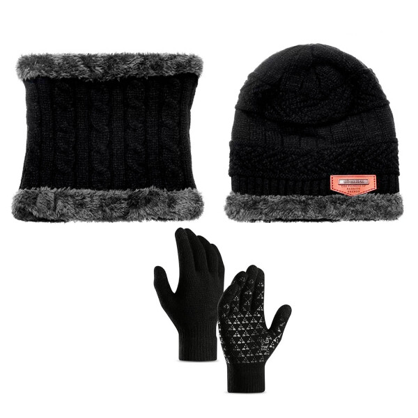 Kit Set Invierno Gorro Bufanda Cuello Guantes Abrigo Unisex ® Color Variante Negro