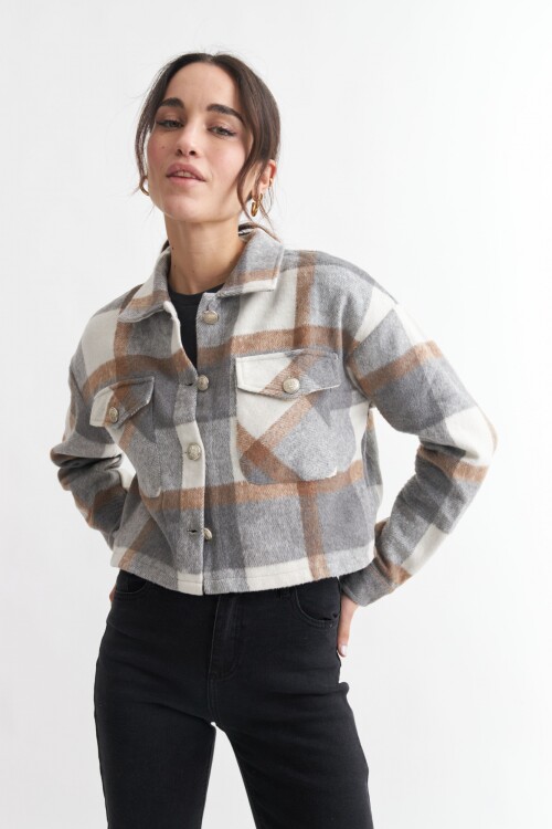 Chaqueta a cuadros GRIS