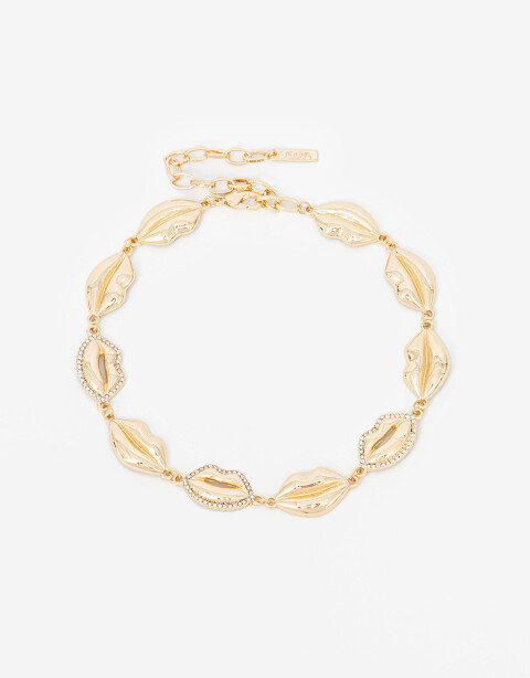 Chokers Metal Choker Boquitas Con Strass - Dorado