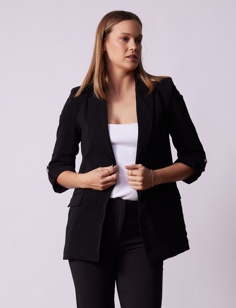 Blazer Manga Botón - Negro 