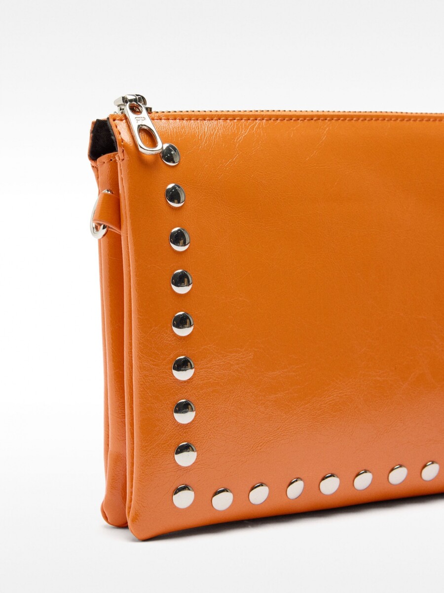 Bolso Bandolera Doble Con Tachuelas naranja