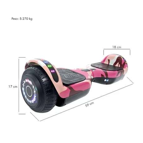 Patineta Eléctrica Hoverboard Bluetooth ROSA-CAMUFLADO