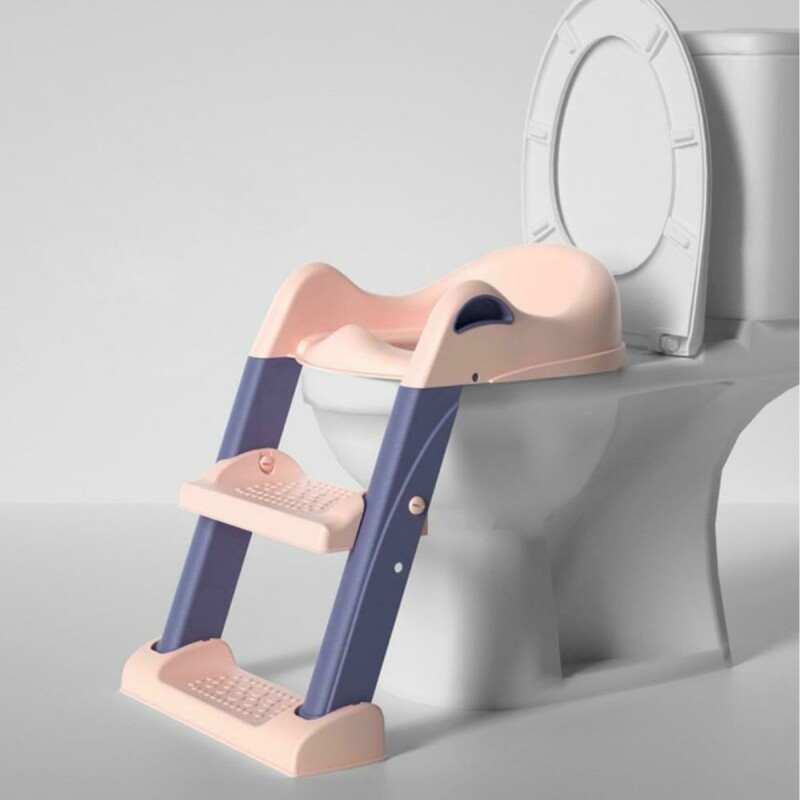 Asiento reductor infantil para inodoros con escalera Rosa