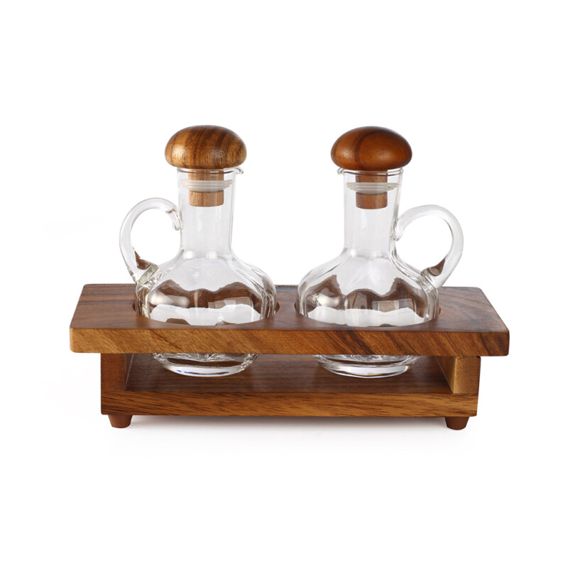 SET ACEITERA Y VINAGRERA 9.5X23X15 SOPORTE MADERA SET ACEITERA Y VINAGRERA 9.5X23X15 SOPORTE MADERA