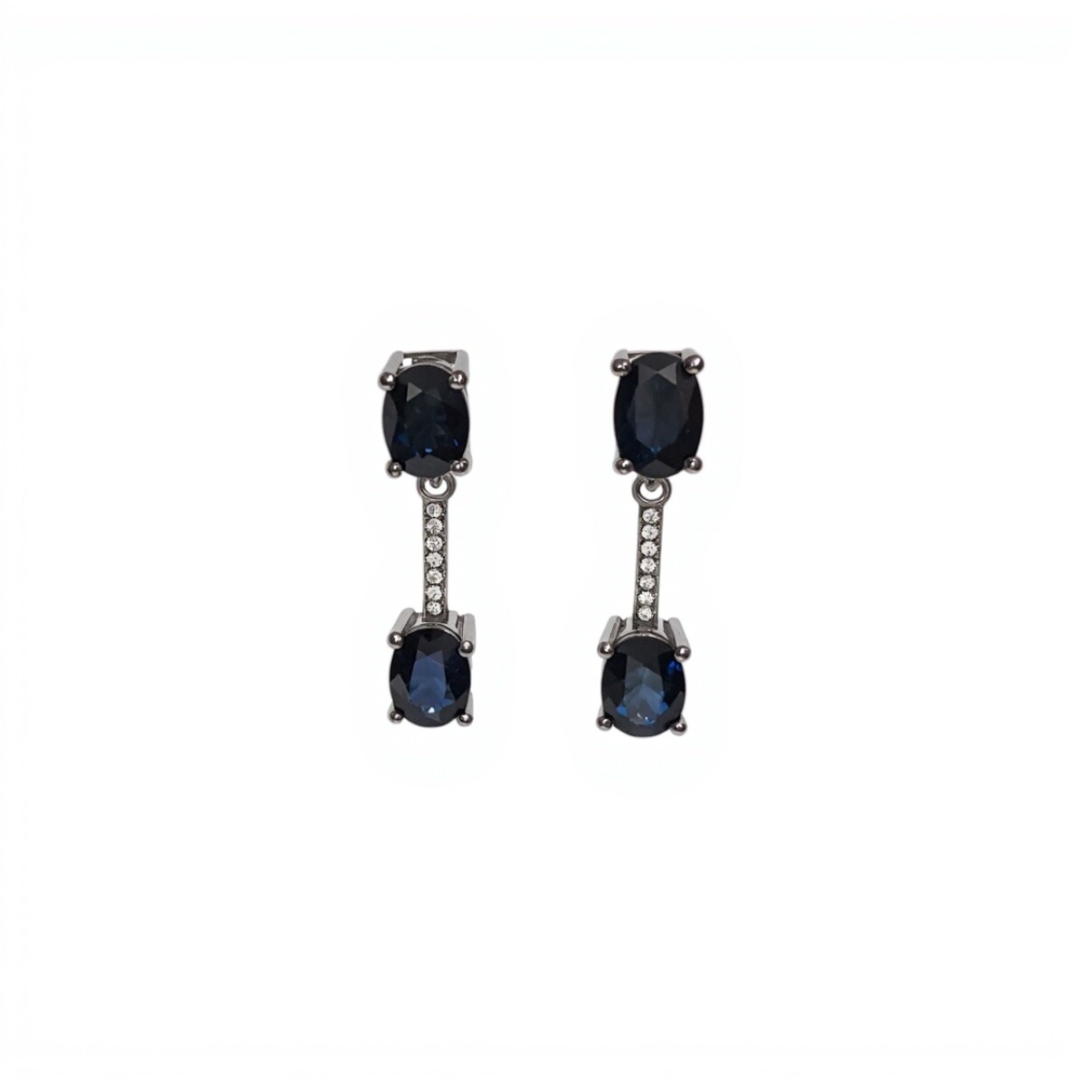 Caravanas Colgante-Plata 925-Piedra Zafiro y zirconia-CA3282 - conpiedra 