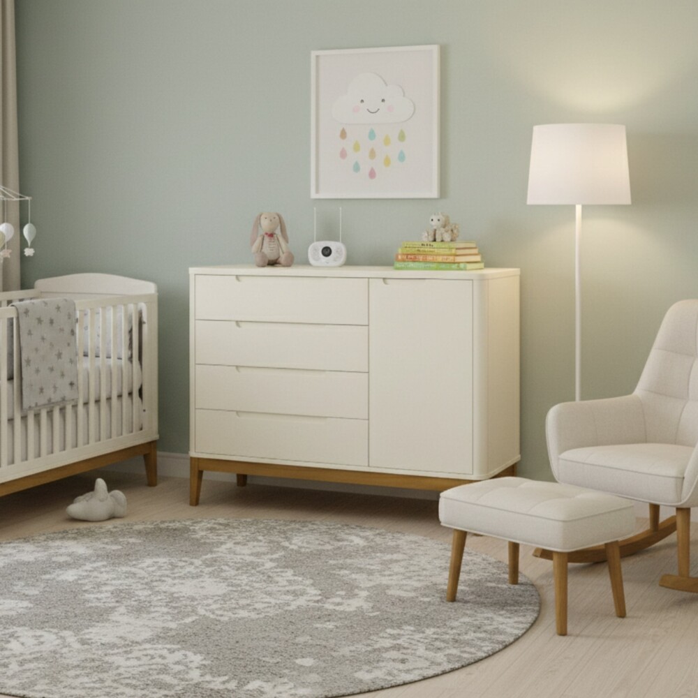 Cómoda Zapatera 4 Cajones 1 Puerta - Boom Gris