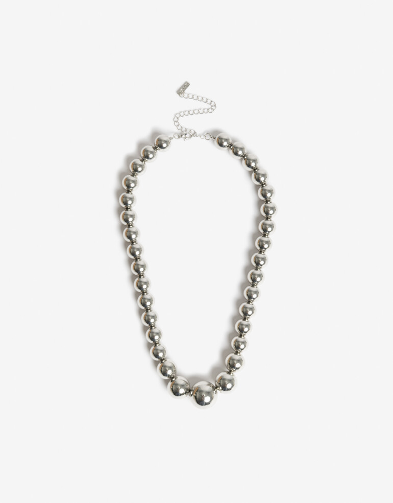 Collares Cortos Metal Collar Bolones - Plateado Rodio