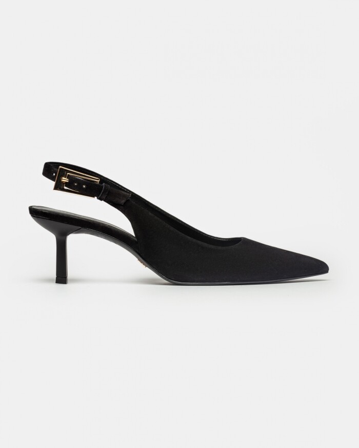 Stiletto Naomi en cuero nobuk Negro