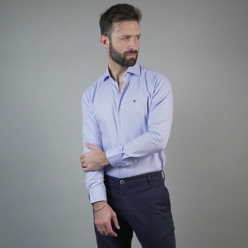 CAMISA LUXURY Celeste Oscuro espigado