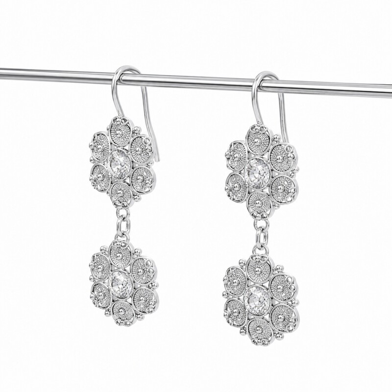 Caravanas colgantes flores- plata 925 - CA4207 sinpiedra