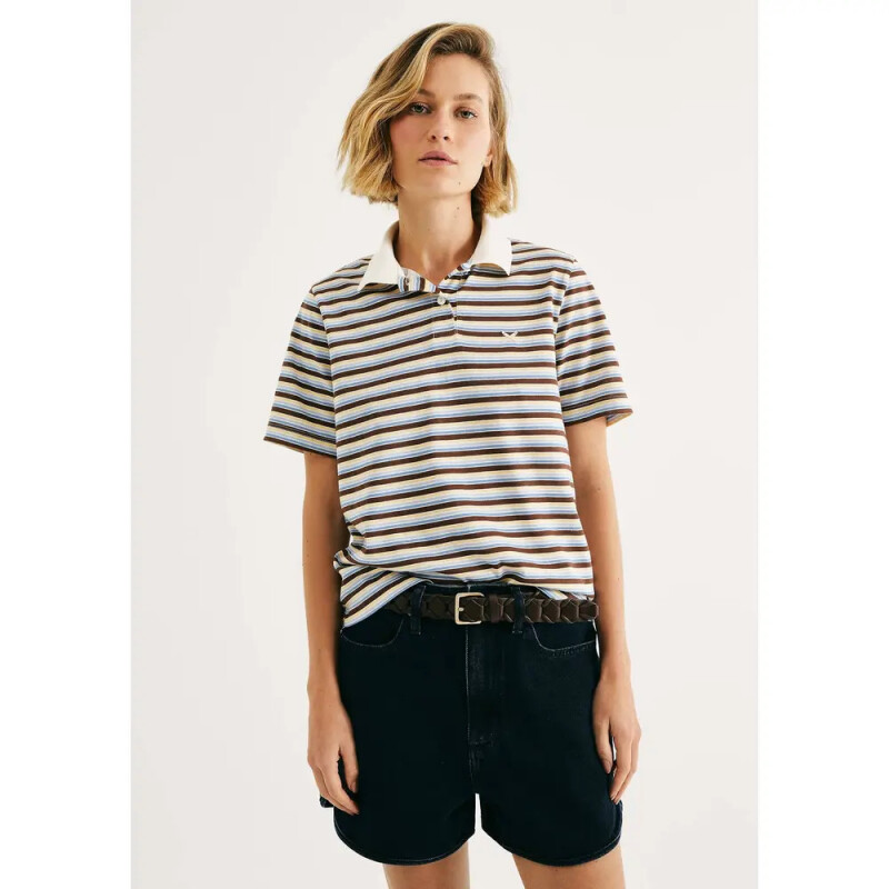 CAMISA POLO MM FEM PRETO/BRANCO