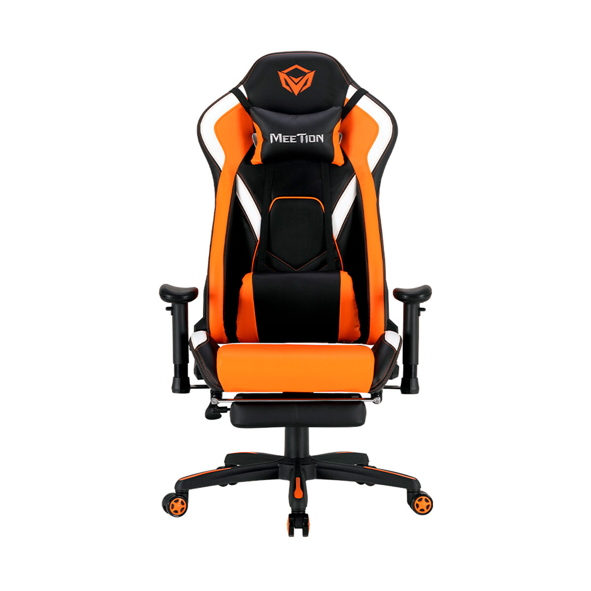 Silla Gamer de Cuero Meetion MT-CHR22 con Apoyapies - Black 