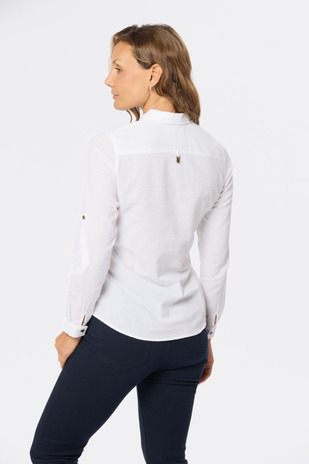 CAMISA DE LINO MEDIO BOTÓN Blanco