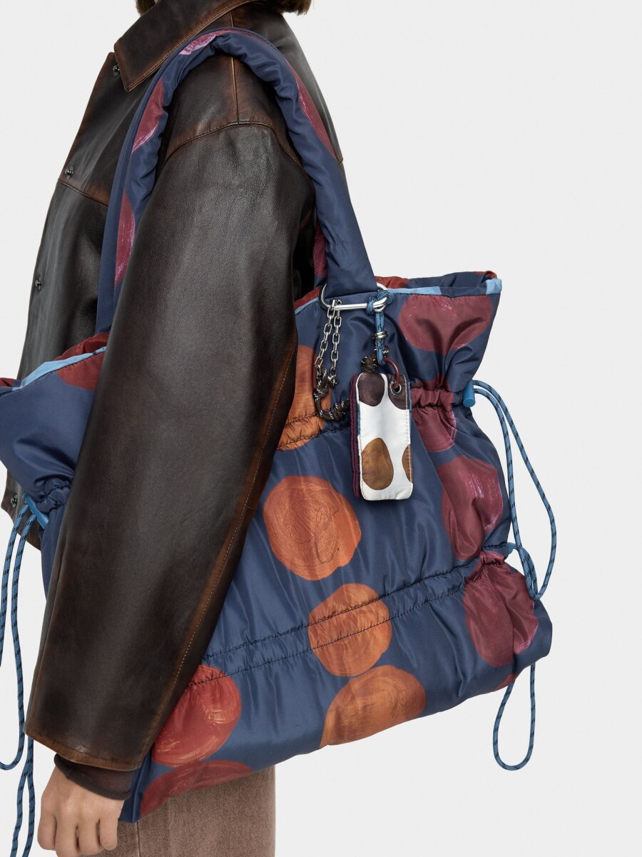Bolso Shopper Estampado De Nylon azul-marino