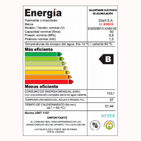 Termotanque Bosch Eso50Mix 50 Litros Acero