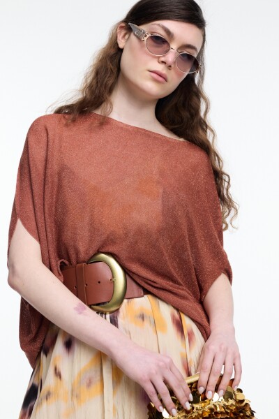 TOP CUADRADO LUREX Cobre