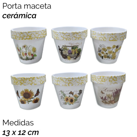 Porta Maceta De Ceramica Girasol Unica