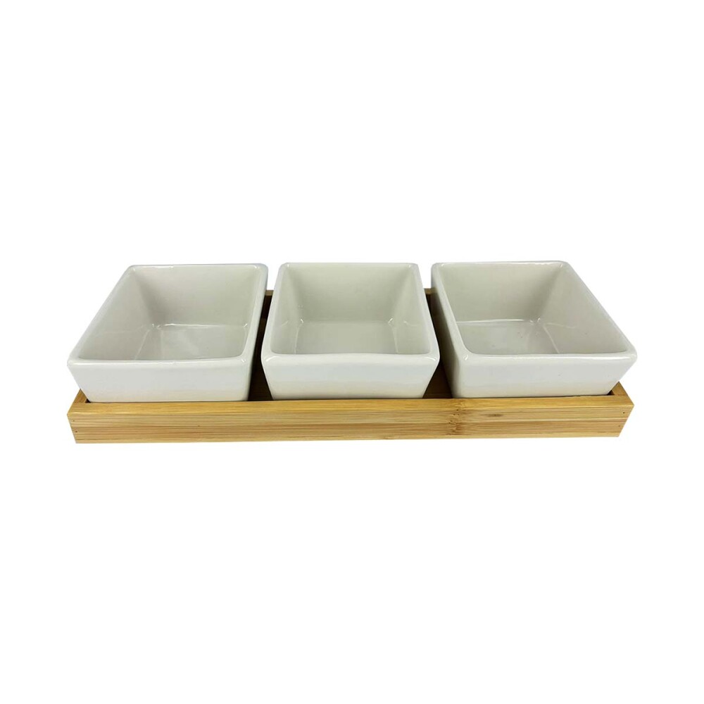 Set de 3 deeps con bandeja de madera Set de 3 deeps con bandeja de madera