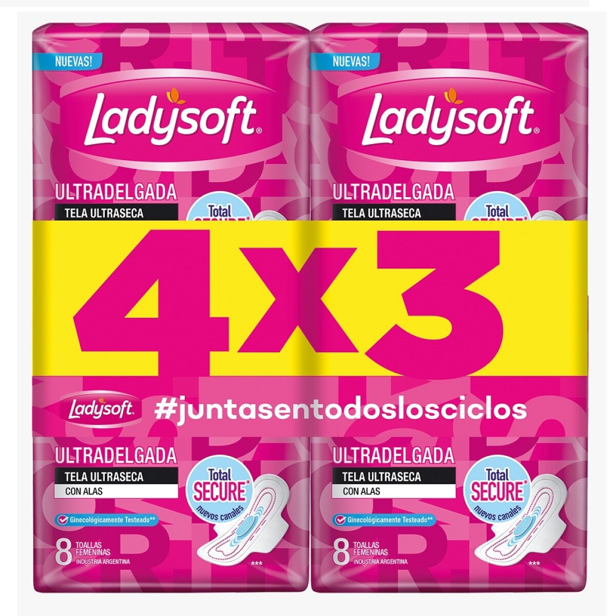 Ladysoft Toalla Ultra Delgada Tela Seca 8 Uds. Oferta 4x3 