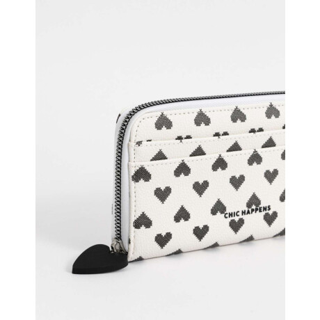 Billetera Fichero Cuerina Estampado Blanco Crudo