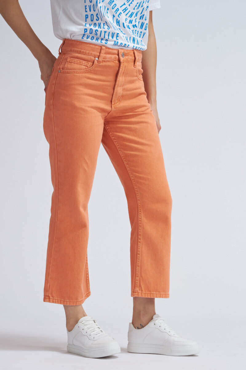 Pantalón de jean cropped flare Naranja