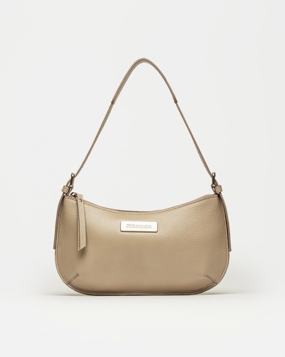 Cartera al hombro Mia en cuero graneado - Taupe 