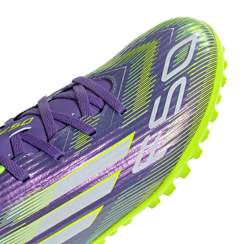 Championes de Fútbol 5 Unisex Adidas F50 Club Púrpura - Blanco - Amarillo Limon