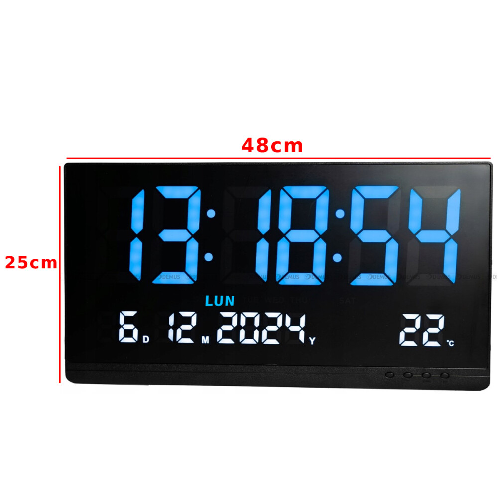 Reloj De Pared Digital Led 48cm Azul