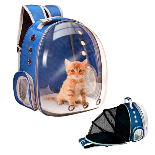 Mochila Bolso Mascotas Gato Perro Capsula Color azul