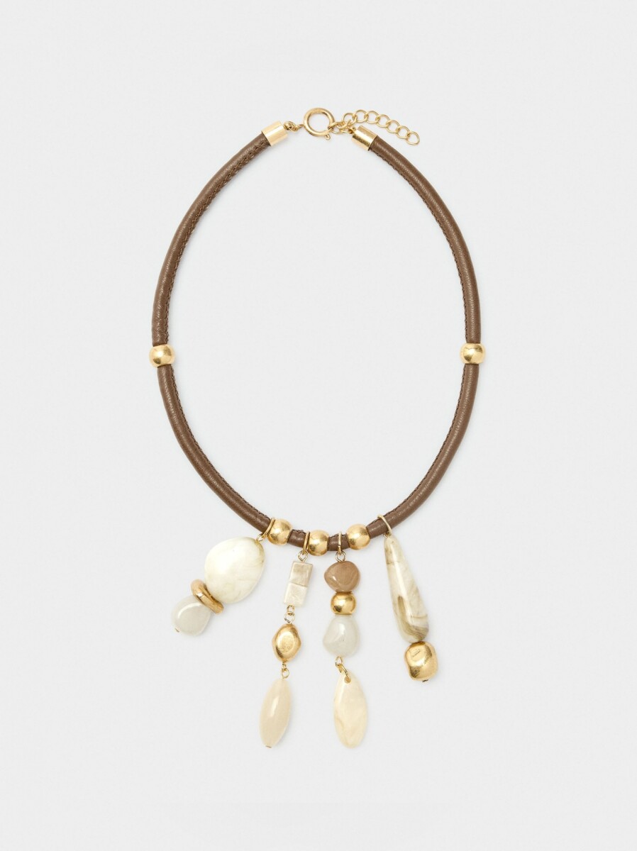 Collar Con Cordón Con Colgantes Efecto Piedra - multicolor 