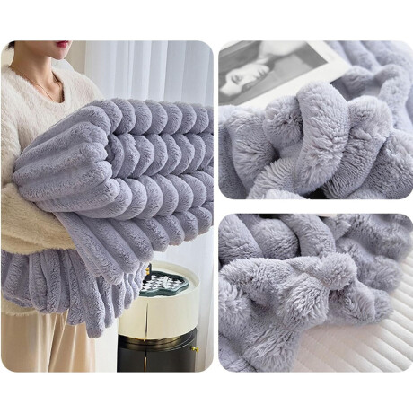 Manta Frazada Polar 1 Plaza Acanalada Suave Cálida Cama Sofá Lila