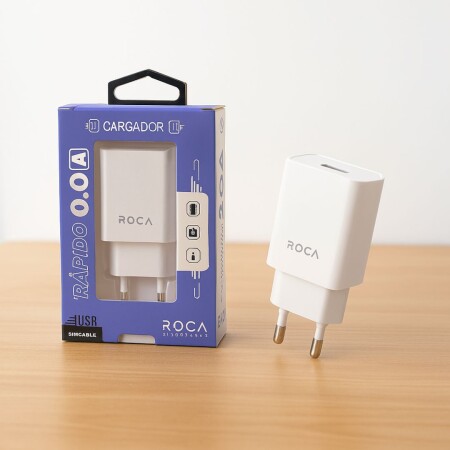 CARGADOR ROCA 2.0 1 USB SIN CABLE Blanco