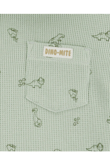 Set dos piezas de algodón, short y remera con capucha diseño dinos Sin color